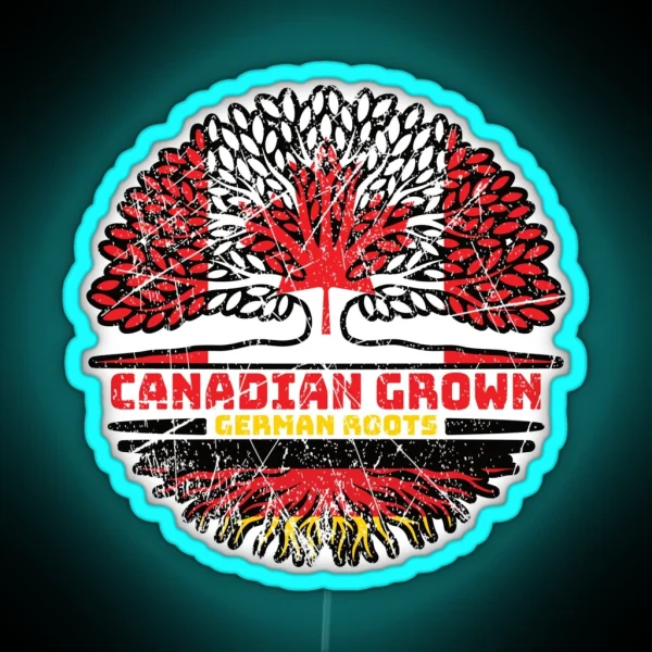 German Germany Canadian Canada Tree Roots Flag RGB Neon Sign