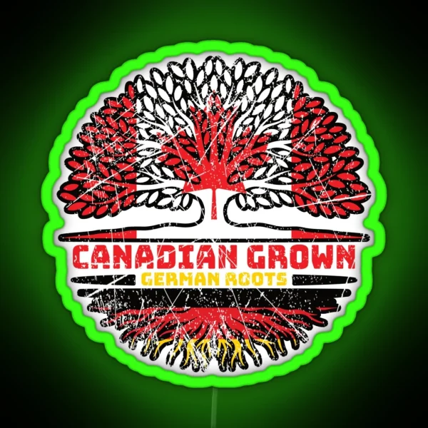 German Germany Canadian Canada Tree Roots Flag RGB Neon Sign