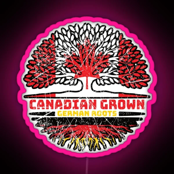German Germany Canadian Canada Tree Roots Flag RGB Neon Sign