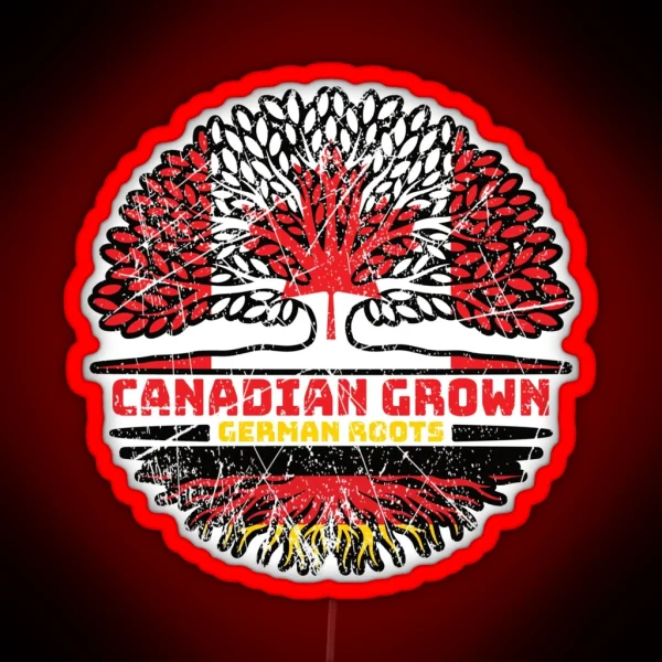 German Germany Canadian Canada Tree Roots Flag RGB Neon Sign