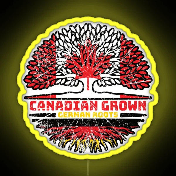 German Germany Canadian Canada Tree Roots Flag RGB Neon Sign