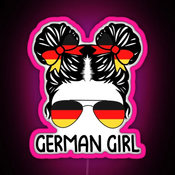German Girl Messy Hair Sunglasses Germany Pride RGB Neon Sign