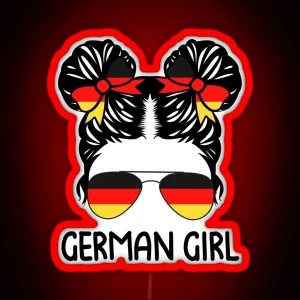 German Girl Messy Hair Sunglasses Germany Pride RGB Neon Sign