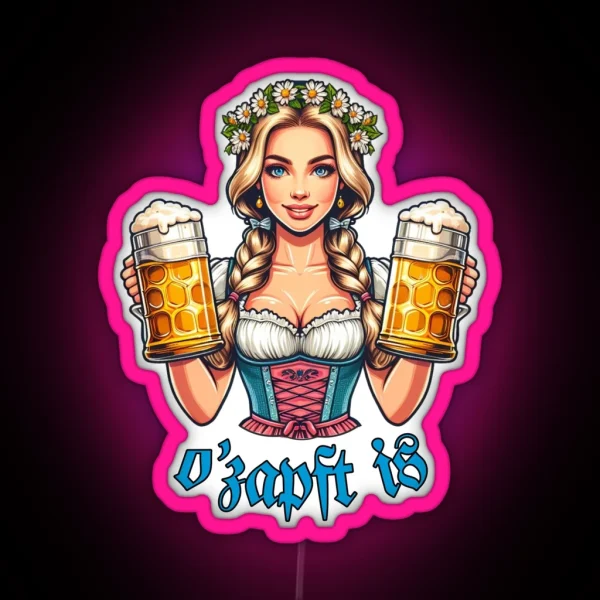 German Girl With A Bavarian Dirndl O Zapft Is RGB Neon Sign