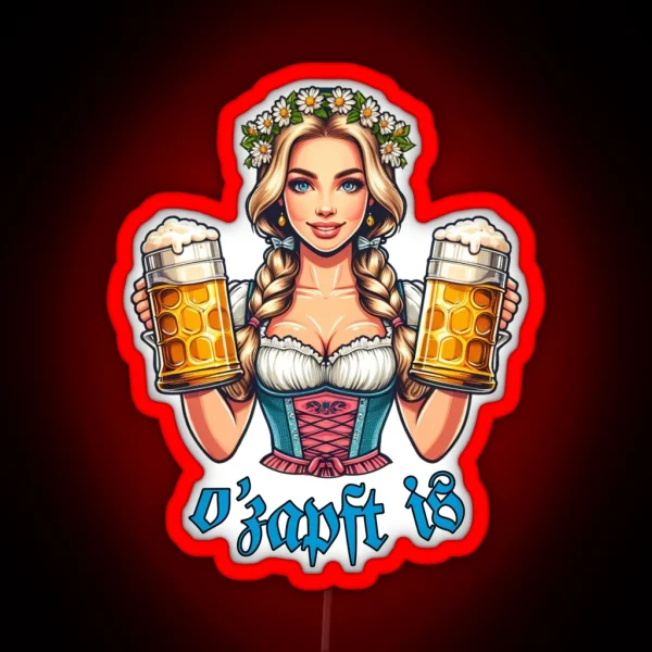 German Girl With A Bavarian Dirndl O Zapft Is RGB Neon Sign