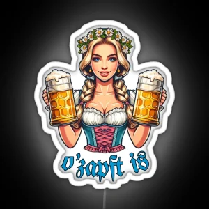 German Girl With A Bavarian Dirndl O Zapft Is RGB Neon Sign