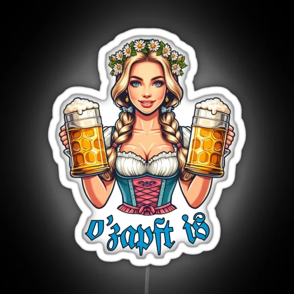 German Girl With A Bavarian Dirndl O Zapft Is RGB Neon Sign