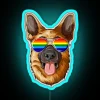 German Shepherd Gay Pride Flag LGBT Rainbow Sunglasses Dog Lover RGB Neon Sign - Image 3