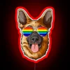 German Shepherd Gay Pride Flag LGBT Rainbow Sunglasses Dog Lover RGB Neon Sign - Image 2