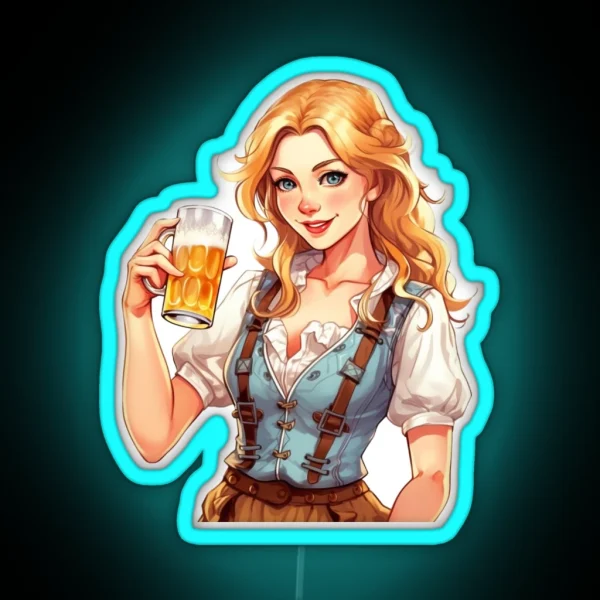 German Woman With Beer Prost RGB Neon Sign