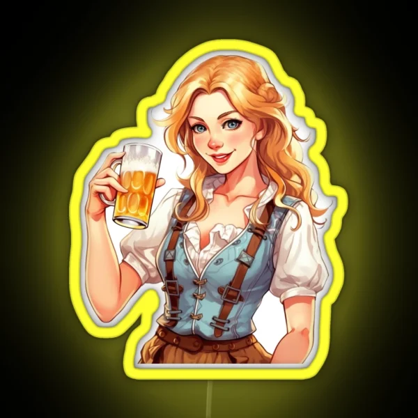 German Woman With Beer Prost RGB Neon Sign