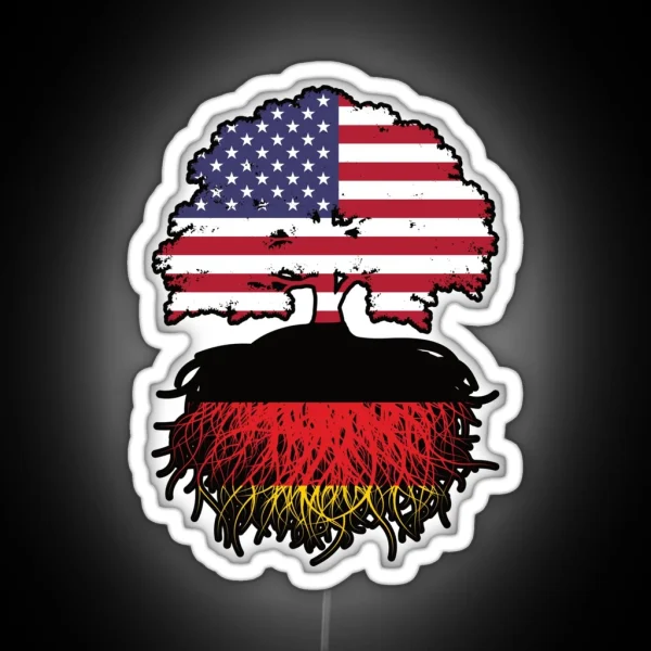 Germany German American USA United States America Tree Roots Flag RGB Neon Sign