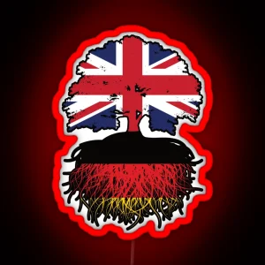 Germany German British UK United Kingdom Britain Tree Roots Flag RGB Neon Sign