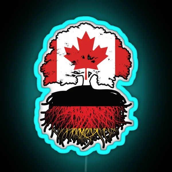 Germany German Canadian Canada Tree Roots Flag RGB Neon Sign