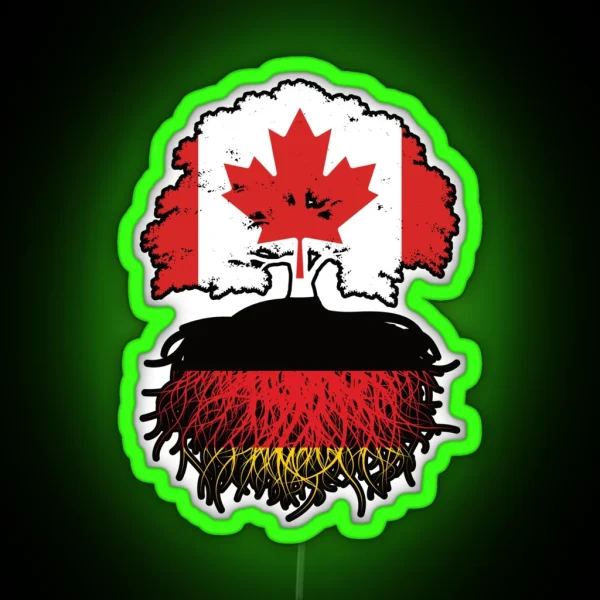 Germany German Canadian Canada Tree Roots Flag RGB Neon Sign