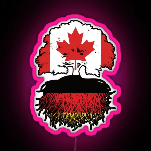 Germany German Canadian Canada Tree Roots Flag RGB Neon Sign