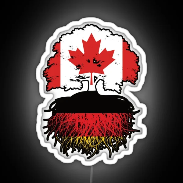 Germany German Canadian Canada Tree Roots Flag RGB Neon Sign