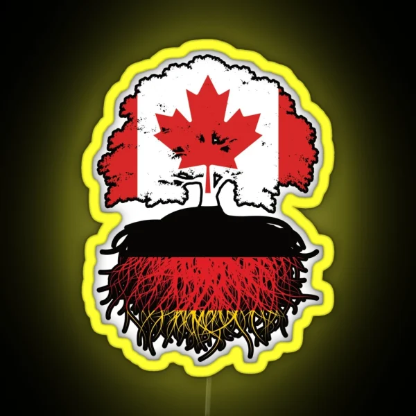 Germany German Canadian Canada Tree Roots Flag RGB Neon Sign