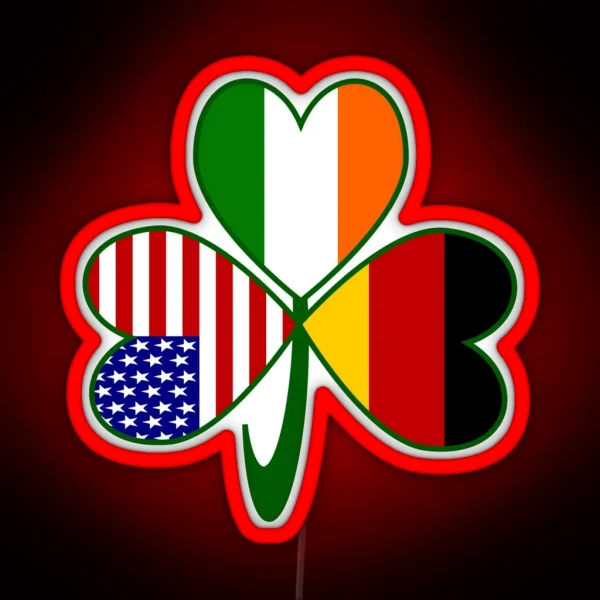 Germany Ireland USA Flags Shamrock RGB Neon Sign