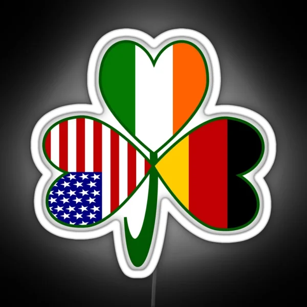 Germany Ireland USA Flags Shamrock RGB Neon Sign