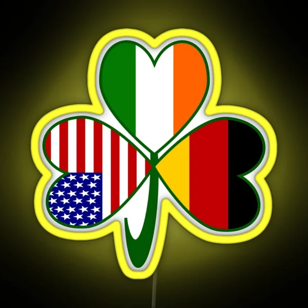 Germany Ireland USA Flags Shamrock RGB Neon Sign