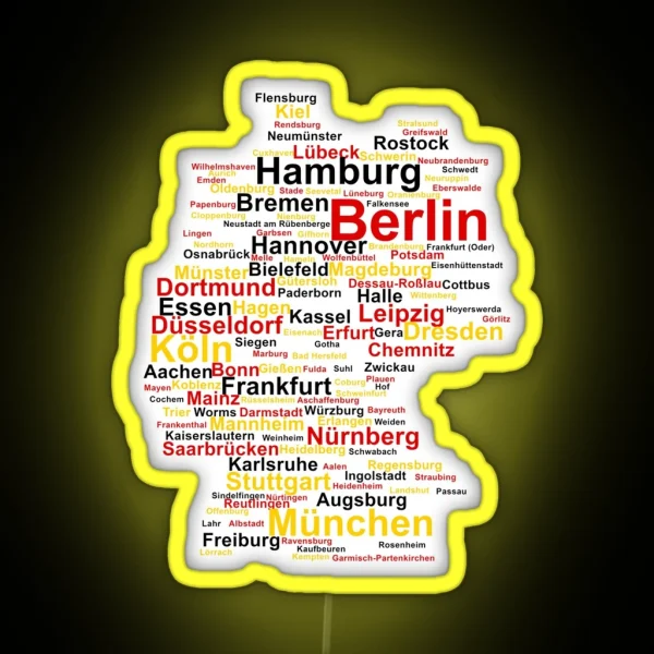 Germany Silhouette Cities RGB Neon Sign