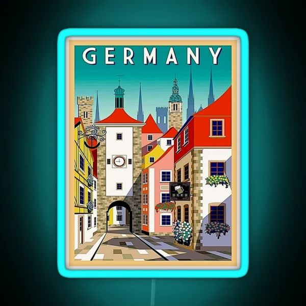 GERMANY Vintage Travel And Tourism Print RGB Neon Sign