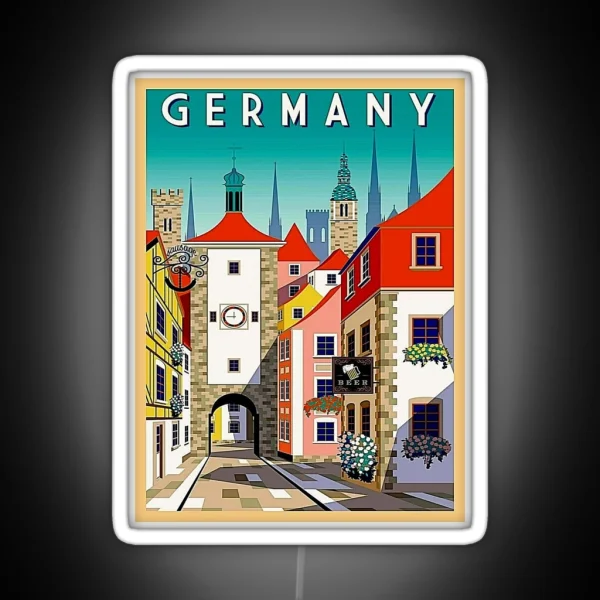 GERMANY Vintage Travel And Tourism Print RGB Neon Sign