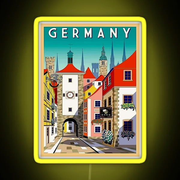 GERMANY Vintage Travel And Tourism Print RGB Neon Sign
