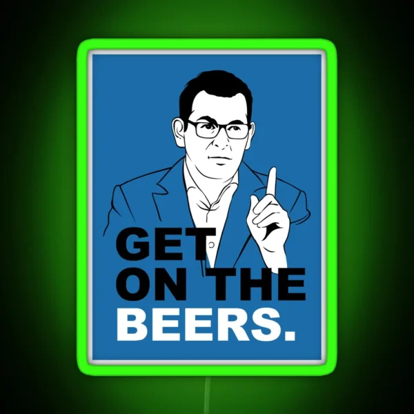 Get On The Beers Blue Dan Andrews Meme Classic RGB Neon Sign