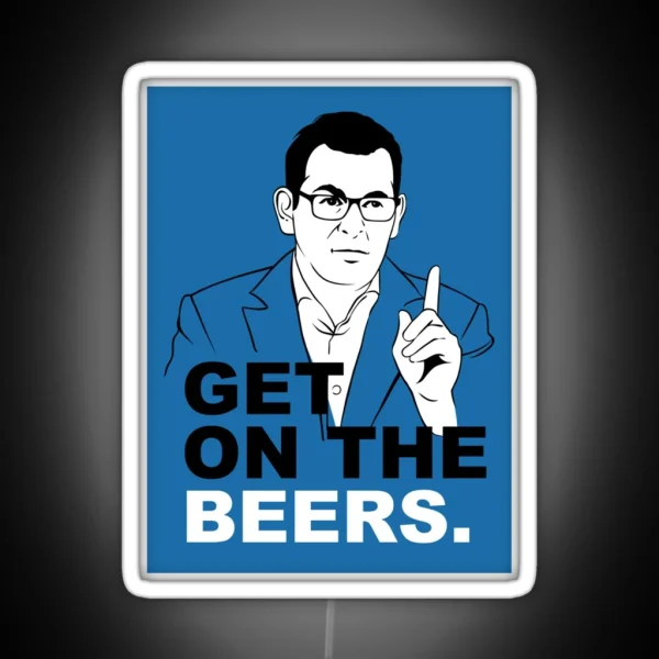 Get On The Beers Blue Dan Andrews Meme Classic RGB Neon Sign
