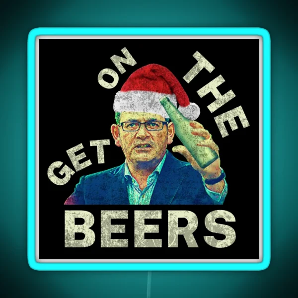 Get On The Beers Christmas Vintage Retro Dan Andrews RGB Neon Sign