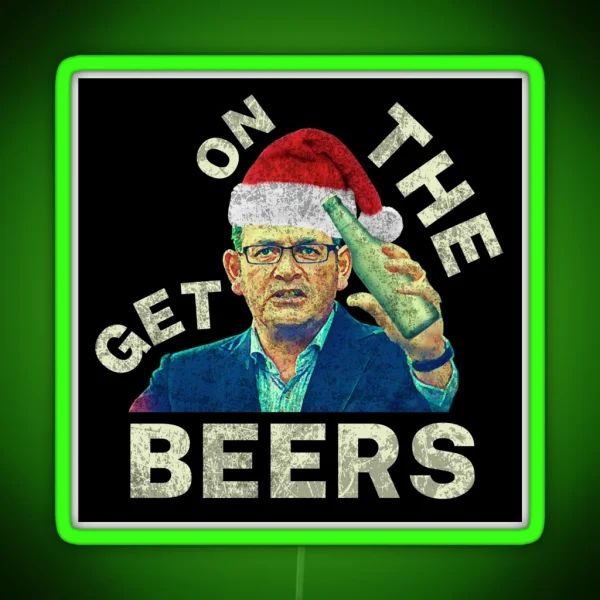 Get On The Beers Christmas Vintage Retro Dan Andrews RGB Neon Sign