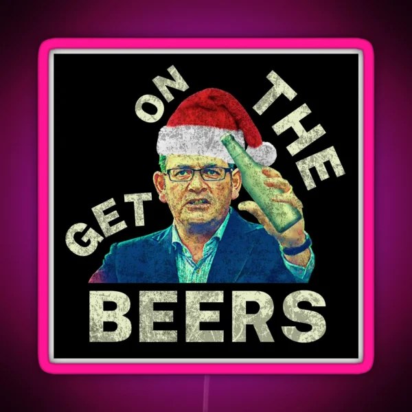 Get On The Beers Christmas Vintage Retro Dan Andrews RGB Neon Sign
