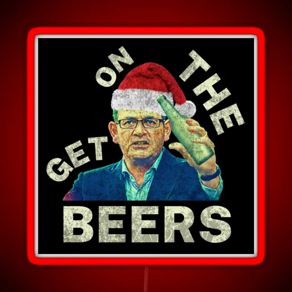 Get On The Beers Christmas Vintage Retro Dan Andrews RGB Neon Sign