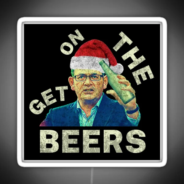 Get On The Beers Christmas Vintage Retro Dan Andrews RGB Neon Sign