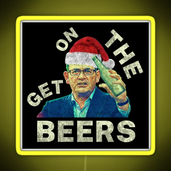 Get On The Beers Christmas Vintage Retro Dan Andrews RGB Neon Sign