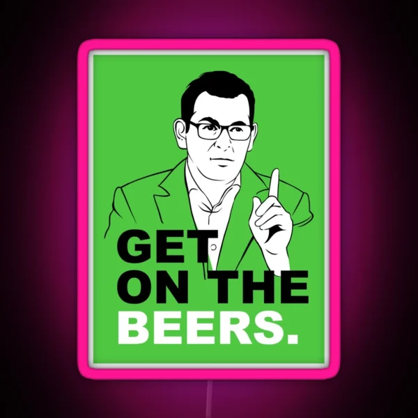 Get On The Beers Green Dan Andrews Meme Classic RGB Neon Sign