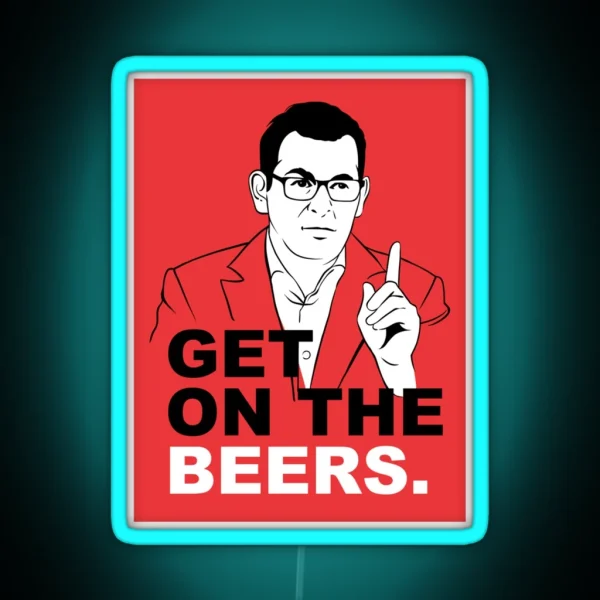 Get On The Beers Red Dan Andrews Meme Classic RGB Neon Sign