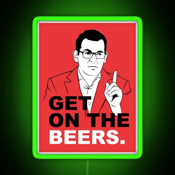 Get On The Beers Red Dan Andrews Meme Classic RGB Neon Sign