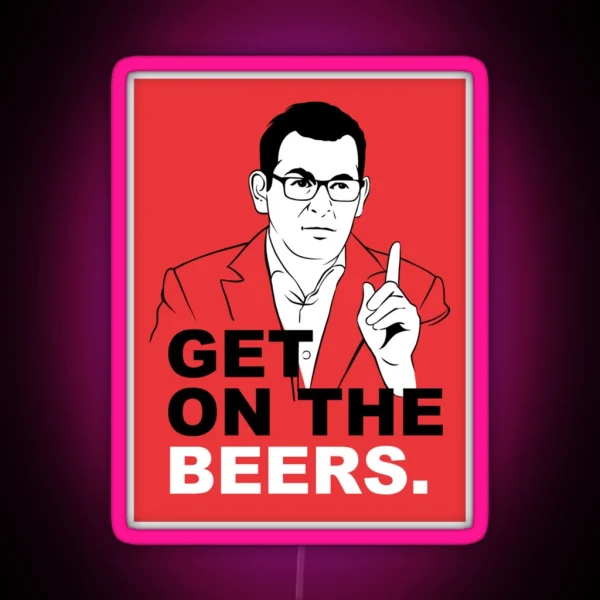 Get On The Beers Red Dan Andrews Meme Classic RGB Neon Sign