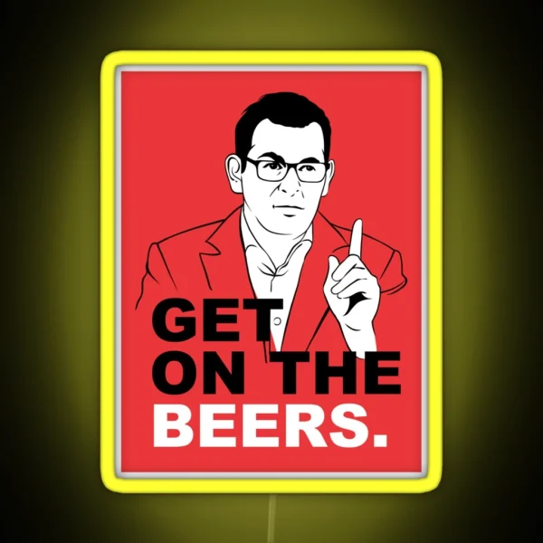 Get On The Beers Red Dan Andrews Meme Classic RGB Neon Sign