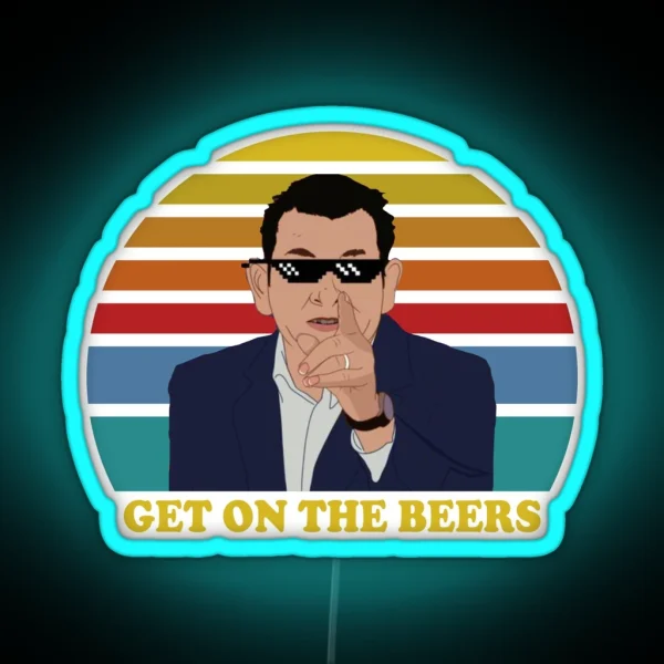Get On The Beers Retro Vintage RGB Neon Sign