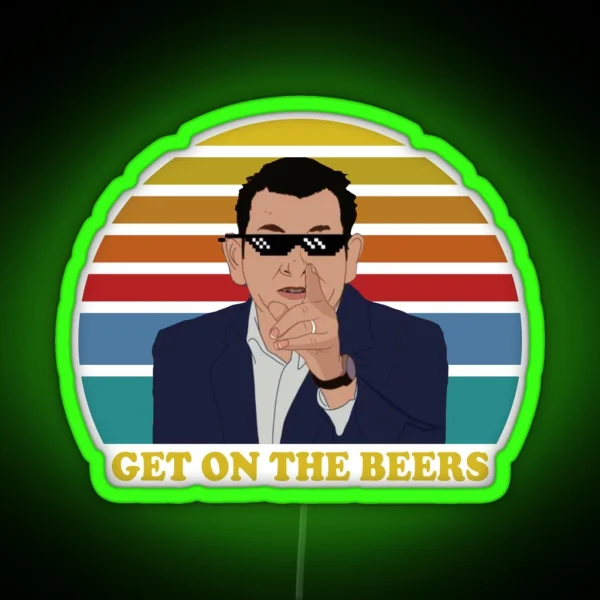 Get On The Beers Retro Vintage RGB Neon Sign