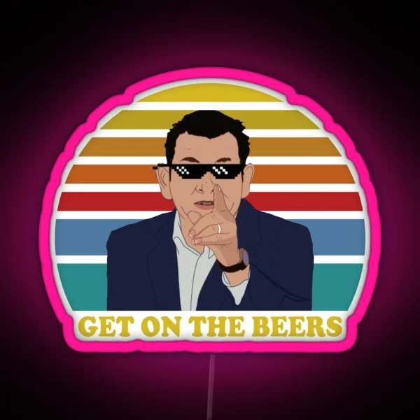 Get On The Beers Retro Vintage RGB Neon Sign