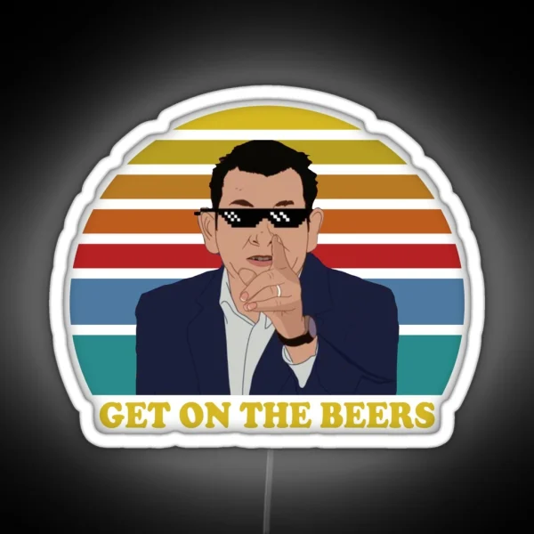 Get On The Beers Retro Vintage RGB Neon Sign