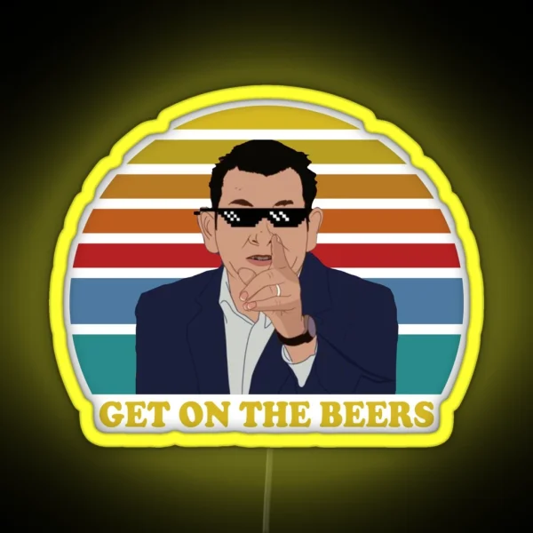 Get On The Beers Retro Vintage RGB Neon Sign