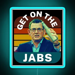 Get On The Jabs Vintage Retro Dan Andrews Meme RGB Neon Sign