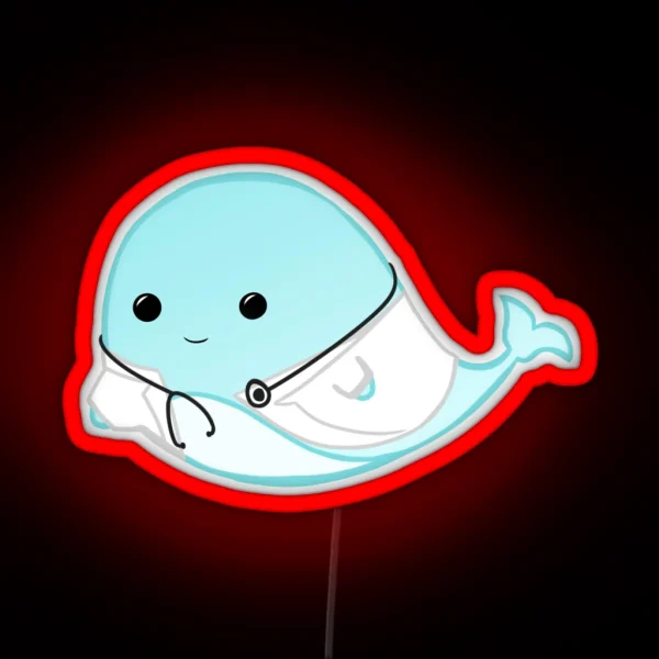 Get WHALE Soon Get Well Soon Whale Doctor Whale Nurse Whale Pun Gifts For Doctors Hospital GP Whale Puns RGB Neon Sign