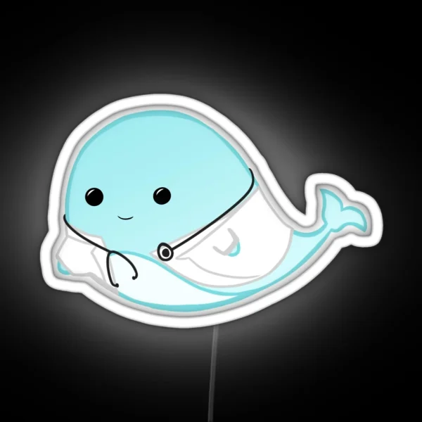 Get WHALE Soon Get Well Soon Whale Doctor Whale Nurse Whale Pun Gifts For Doctors Hospital GP Whale Puns RGB Neon Sign